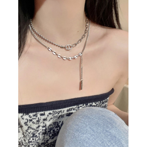 多層鈦鋼項鍊女不掉色太鋼頸鏈高級感雙層曡戴鎖骨鍊甜酷韓版潮夏