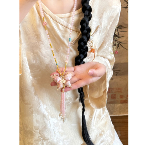 ［漆園蝶］宋錦蝴蝶葫蘆流蘇項鍊女新中式串珠長款毛衣鏈國風配飾