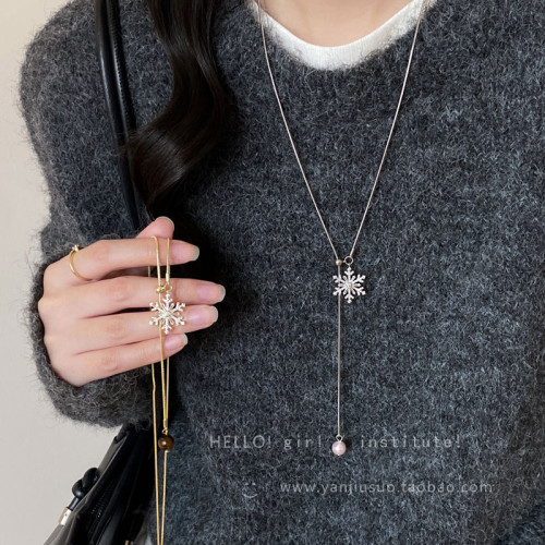 2026年新款雪花虎眼石流蘇項鍊女款輕奢高級感長款秋冬毛衣鏈配飾 2026年新款雪花虎眼石流蘇項鍊女款輕奢高級感長款秋冬毛衣鏈配飾