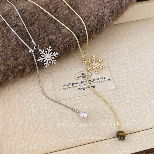 2026年新款雪花虎眼石流蘇項鍊女款輕奢高級感長款秋冬毛衣鏈配飾 2026年新款雪花虎眼石流蘇項鍊女款輕奢高級感長款秋冬毛衣鏈配飾