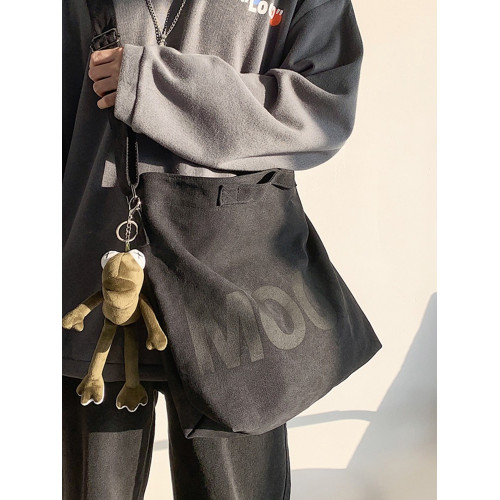 帆布包男斜後後背包大容量日系男生斜背後後背包女休閒郵差學生男士單肩包