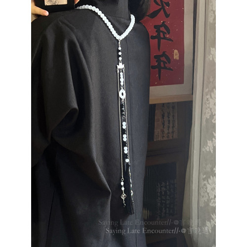 國風瓔珞串珠背雲長款流蘇吊墜項鍊新中式古風漢服馬面裙裝飾配飾