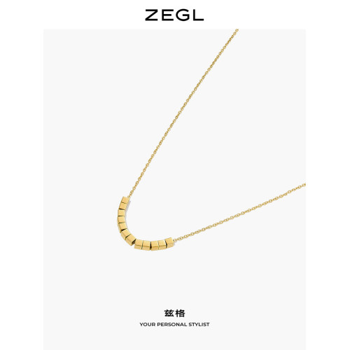 ZEGL金色小方塊項鍊女款輕奢小衆設計高級感小方糖鎖骨鍊吊墜配飾 ZEGL金色小方塊項鍊女款輕奢小衆設計高級感小方糖鎖骨鍊吊墜配飾