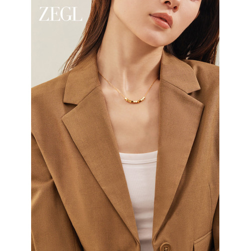 ZEGL金色小方塊項鍊女款輕奢小衆設計高級感小方糖鎖骨鍊吊墜配飾 ZEGL金色小方塊項鍊女款輕奢小衆設計高級感小方糖鎖骨鍊吊墜配飾