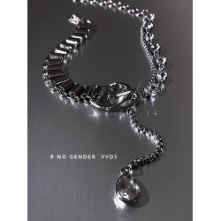 yyds酷系女孩閃鑽項鍊女毛衣鏈choker拼接鏈條龐克風設計感潮