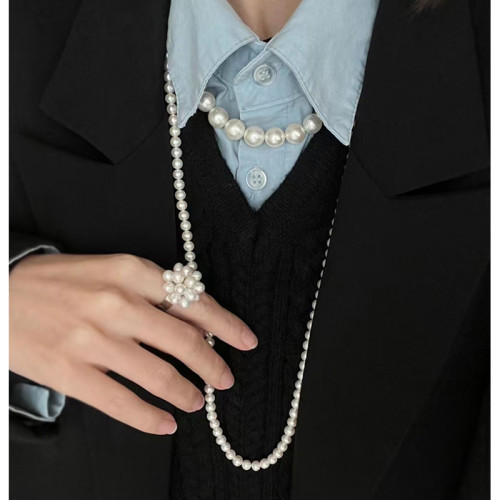 Millie新中式多層曡戴長款施家珍珠項鍊2025新款爆款女毛衣鏈輕奢