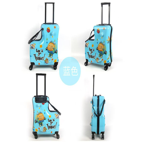 兒童行李箱可坐可騎行拉桿箱萬向輪可愛卡通旅行箱男女童登機箱子
