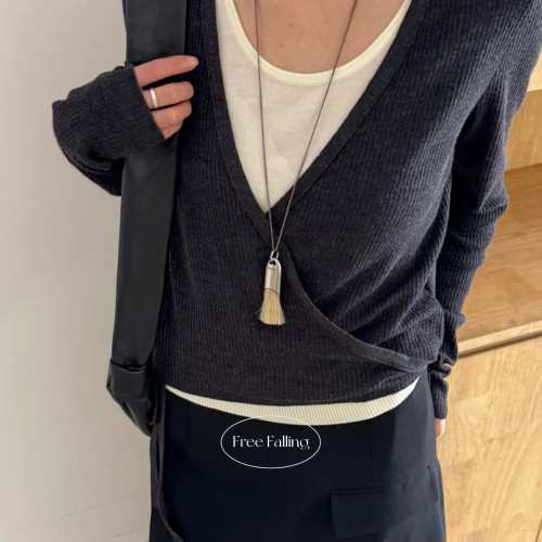 FF 高版本lema*re冷淡風馬鬃毛項鍊車靜媛同款流蘇毛刷毛衣鏈女