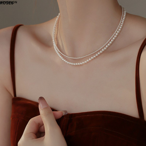 極細百搭小米仿珍珠毛衣項鍊女款2026新款鎖骨鍊高級感輕奢頸鏈配