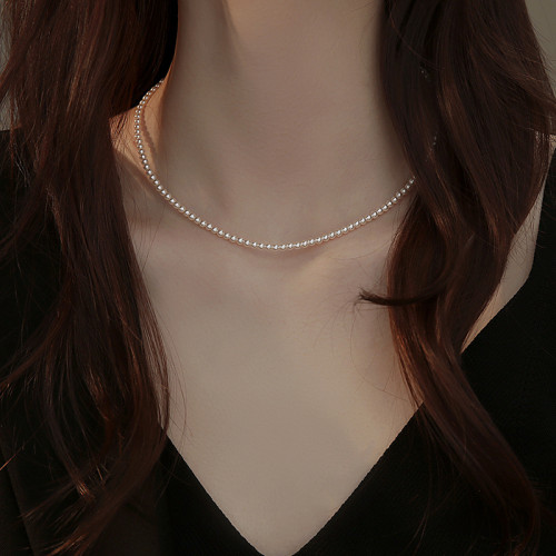 極細百搭小米仿珍珠毛衣項鍊女款2026新款鎖骨鍊高級感輕奢頸鏈配