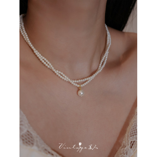 「奧菲利亞」法式宮廷風高級感小衆百搭優雅雙層珍珠項鍊/鎖骨鍊 「奧菲利亞」法式宮廷風高級感小衆百搭優雅雙層珍珠項鍊/鎖骨鍊