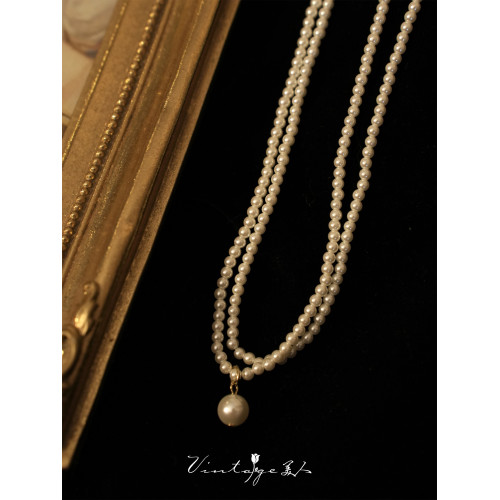 「奧菲利亞」法式宮廷風高級感小衆百搭優雅雙層珍珠項鍊/鎖骨鍊 「奧菲利亞」法式宮廷風高級感小衆百搭優雅雙層珍珠項鍊/鎖骨鍊