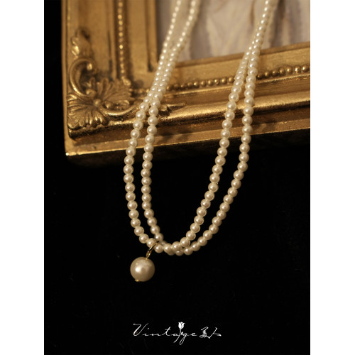 「奧菲利亞」法式宮廷風高級感小衆百搭優雅雙層珍珠項鍊/鎖骨鍊 「奧菲利亞」法式宮廷風高級感小衆百搭優雅雙層珍珠項鍊/鎖骨鍊