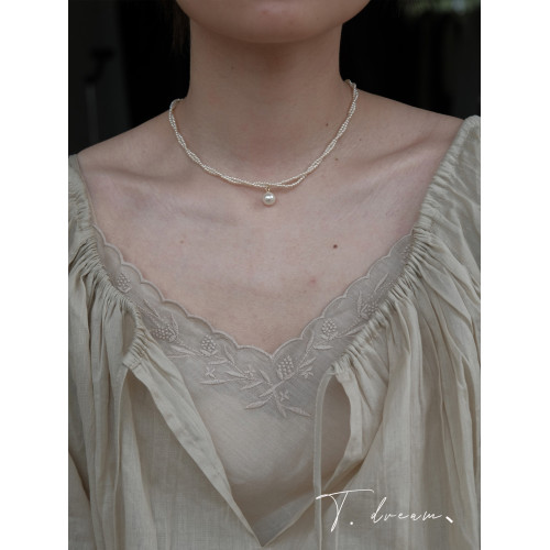 《邂逅優雅》奶油珍珠雙層曡戴項鍊女高級鎖骨鍊小衆設計2026新款