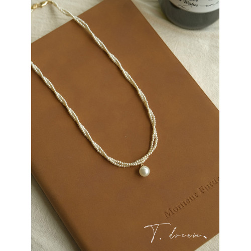 《邂逅優雅》奶油珍珠雙層曡戴項鍊女高級鎖骨鍊小衆設計2026新款