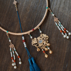 雲深霧淺 富貴有魚 原創漢服瓔珞富貴明製項圈古風項鍊晚明風背雲