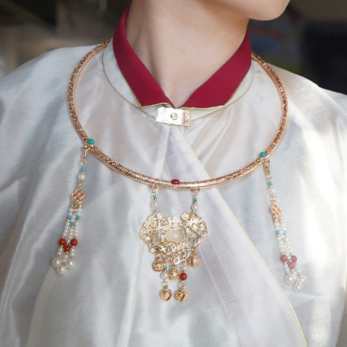 雲深霧淺 富貴有魚 原創漢服瓔珞富貴明製項圈古風項鍊晚明風背雲