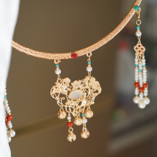 雲深霧淺 富貴有魚 原創漢服瓔珞富貴明製項圈古風項鍊晚明風背雲