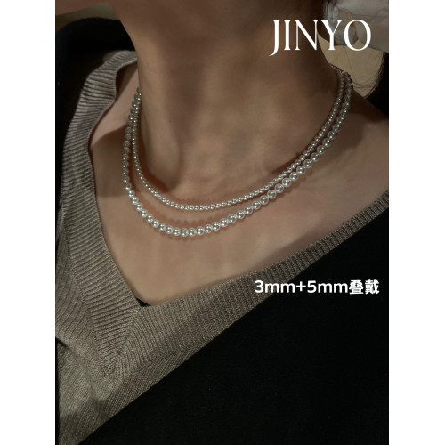 璟漾（飾品）璟漾S925銀澳母貝珍珠小米鏈項鍊鎖骨頸鏈正圓高級感