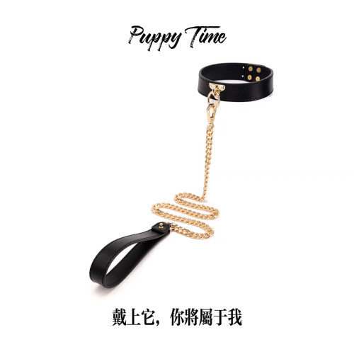 Puppy Time真皮項圈高級頸鏈女用黑色choker牽引鏈 Puppy Time真皮項圈高級頸鏈女用黑色choker牽引鏈