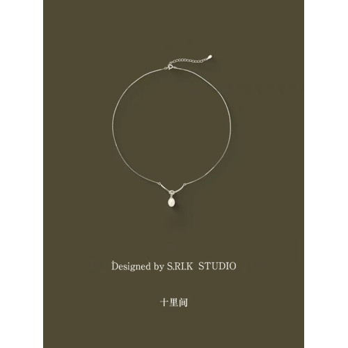 十裡間【滄海遺珠925銀】簡約通勤淡水珍珠笑臉項鍊百搭少女鎖骨