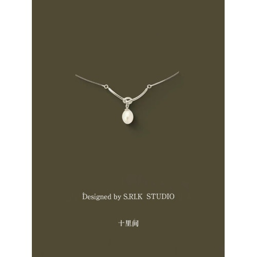 十裡間【滄海遺珠925銀】簡約通勤淡水珍珠笑臉項鍊百搭少女鎖骨