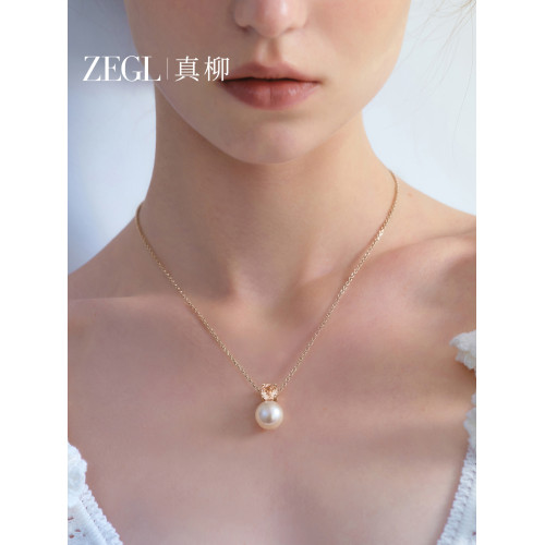 ZEGL人造珍珠項鍊女高級感輕奢小衆鎖骨鍊頸鏈精緻毛衣鏈吊墜飾品