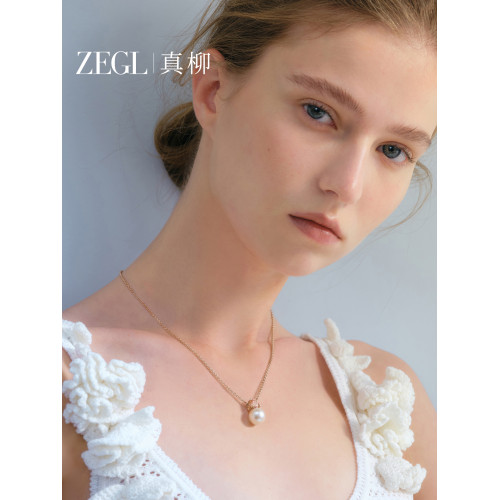 ZEGL人造珍珠項鍊女高級感輕奢小衆鎖骨鍊頸鏈精緻毛衣鏈吊墜飾品