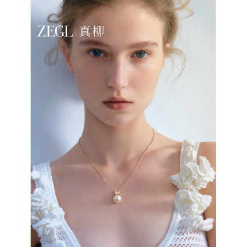 ZEGL人造珍珠項鍊女高級感輕奢小衆鎖骨鍊頸鏈精緻毛衣鏈吊墜飾品