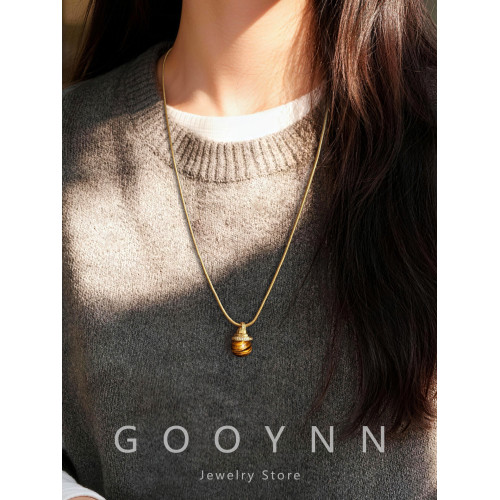 美拉德天然虎眼石項鍊女長款珍珠吊墜配飾大氣高檔復古小衆毛衣鏈 美拉德天然虎眼石項鍊女長款珍珠吊墜配飾大氣高檔復古小衆毛衣鏈