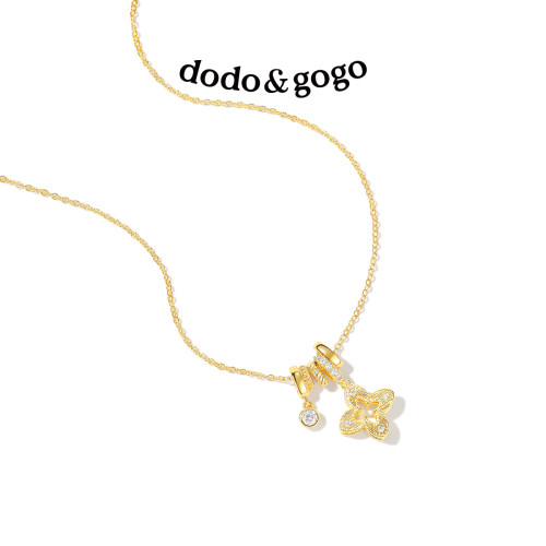 DODOGOGO鏤空四葉花項鍊女款毛衣鏈輕奢小衆鎖骨鍊新款配飾吊墜
