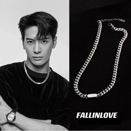 基礎百搭方牌鈦鋼古巴項鍊男女嘻哈潮流高級感美式時尚毛衣鏈鎖骨 基礎百搭方牌鈦鋼古巴項鍊男女嘻哈潮流高級感美式時尚毛衣鏈鎖骨