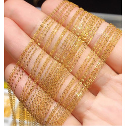 水貝18k金O字鏈女au750項鍊正品鎖骨素鏈彈簧釦玫瑰金白金不掉色