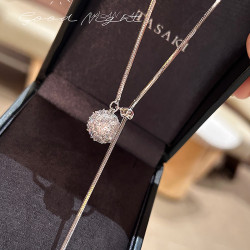 輕奢鑽球吊墜毛衣鏈極簡抽拉可調節項鍊2026秋冬女長款潮人氣質