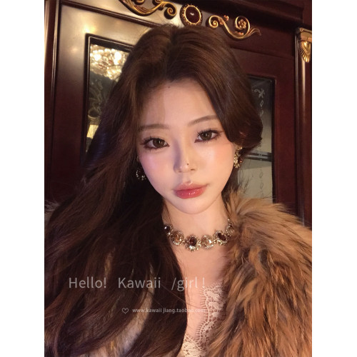 中古vintage鑲鑽項鍊耳環套裝輕奢宮廷風鎖骨鍊重工誇張個性配飾