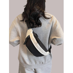 日系撞色胸包女ins休閒簡約斜後後背包2025新款學生運動小包百搭腰包