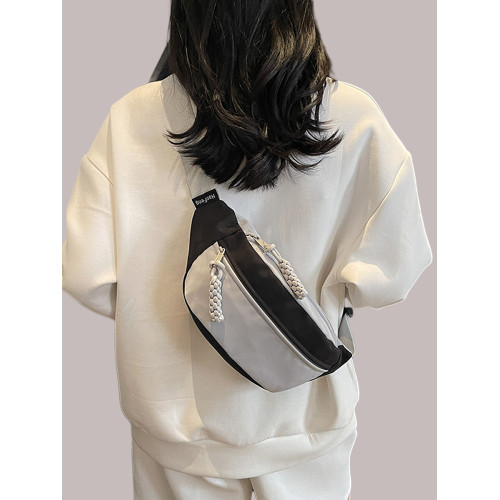 日系撞色胸包女ins休閒簡約斜後後背包2025新款學生運動小包百搭腰包