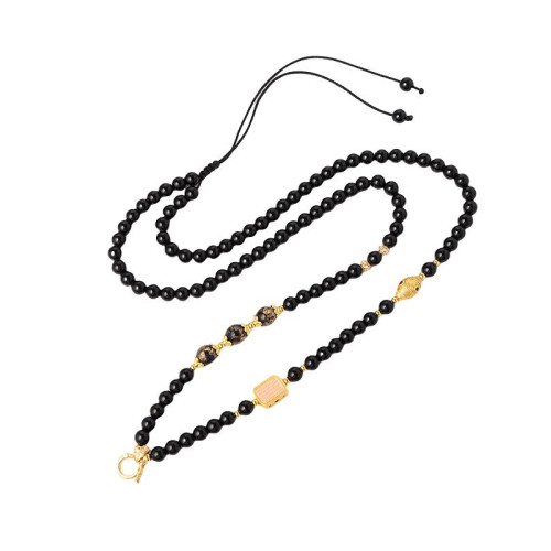 新中式黑瑪瑙吊墜掛繩快拆符文秋冬新款毛衣鏈泰國彿牌鏈子唐卡繩