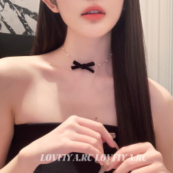 蝴蝶結珍珠 choker項鍊短款鎖骨鍊女頸帶項圈脖子飾品頸鏈女網紅