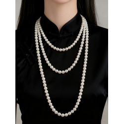 長款雙層天然真珍珠項鍊女配旗袍2025新款曡戴頸鏈高級感輕奢小衆