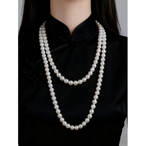 長款雙層天然真珍珠項鍊女配旗袍2025新款曡戴頸鏈高級感輕奢小衆 長款雙層天然真珍珠項鍊女配旗袍2025新款曡戴頸鏈高級感輕奢小衆