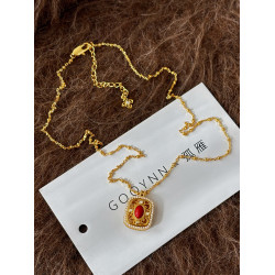 新中式硃砂項鍊女款無事牌吊墜配飾高級感輕奢小衆長款鎖骨毛衣鏈