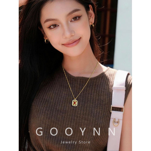 新中式硃砂項鍊女款無事牌吊墜配飾高級感輕奢小衆長款鎖骨毛衣鏈