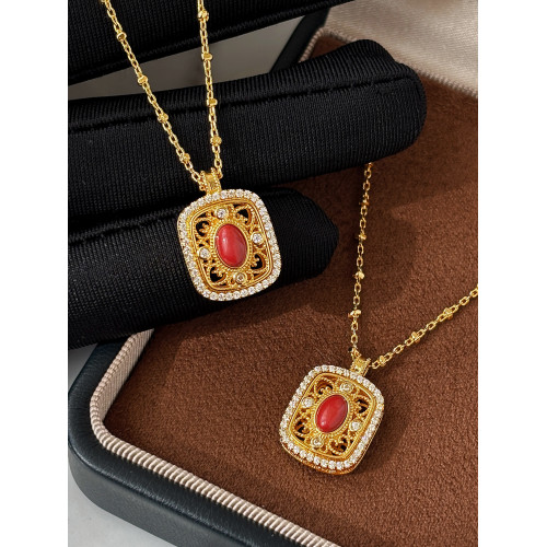 新中式硃砂項鍊女款無事牌吊墜配飾高級感輕奢小衆長款鎖骨毛衣鏈