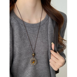 美拉德皮繩秋冬高檔百搭氣質毛衣鏈項鍊女款2026新款毛衣裝飾配飾