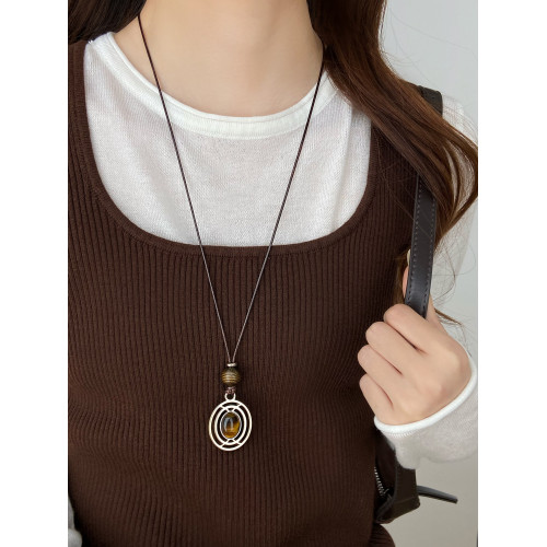 美拉德皮繩秋冬高檔百搭氣質毛衣鏈項鍊女款2026新款毛衣裝飾配飾 美拉德皮繩秋冬高檔百搭氣質毛衣鏈項鍊女款2026新款毛衣裝飾配飾