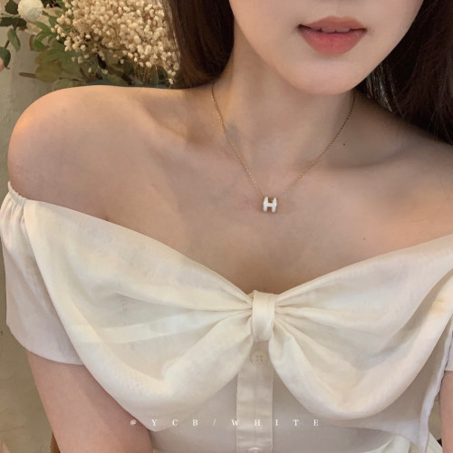 「白月光」輕奢氣質高級感h字母項鍊小衆設計感鎖骨鍊不掉色頸鏈