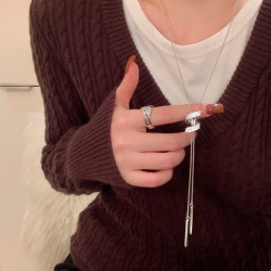 趙露思同款！閃鋯螺旋可抽拉項鍊女輕奢高級感氣質毛衣鏈配飾頸鏈