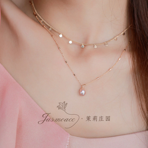 Jasmo原創小衆設計天然淡水珍珠百搭簡約精緻曡戴項鍊鎖骨鍊女