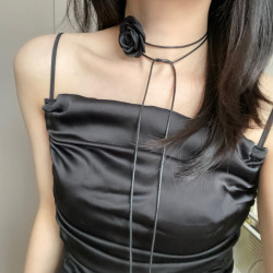 尹口sang山茶花choker黑白絲帶小衆系帶氛圍感頸帶鎖骨鍊項圈禮物